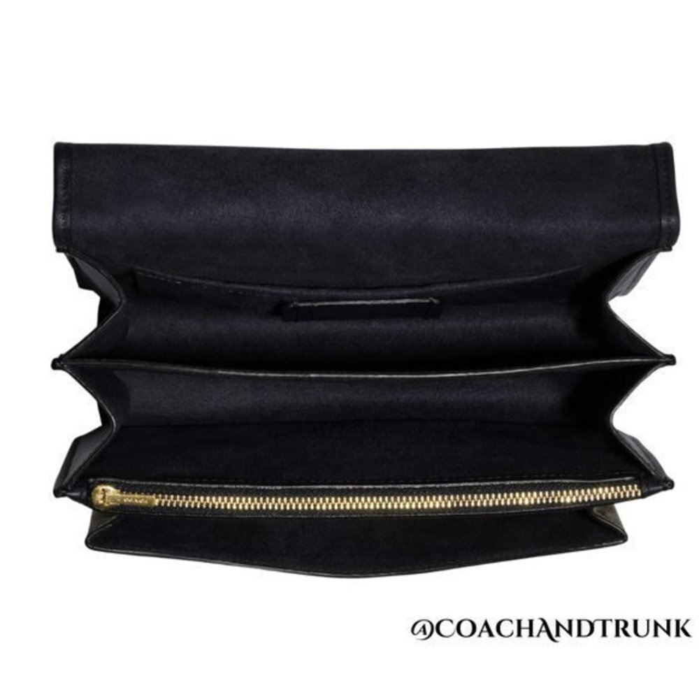 COACH Embroidered Navy Leather Dreamy Floral Klare Gold Accents & Strap NWT - Picture 4 of 12